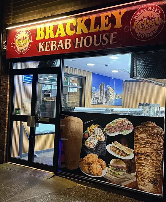 Brackley Kebab House shop front at night